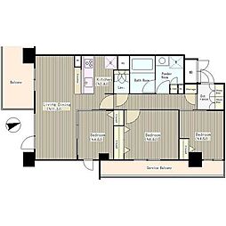 ベルヴュコート津田沼 6階3LDKの間取り