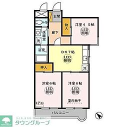 メゾンドゥ・ボヌール 1階3DKの間取り