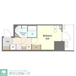 Alivis船橋East.West 12階1Kの間取り