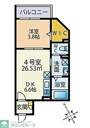 ゾンネIII 3階1DKの間取り