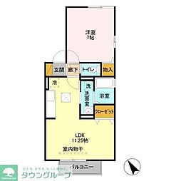 リヴェール津田沼 1階1LDKの間取り