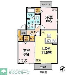 サニーフィールドB 2LDKの間取図画像