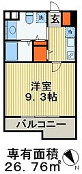 サイドワン 1Kの間取図画像