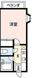 エステート紫苑No.2 1Kの間取図画像
