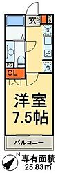 リバーハイツ幕張 1Kの間取図画像
