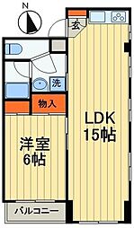 クレセント船橋 1LDKの間取図画像
