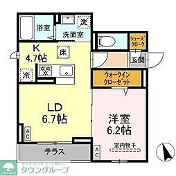 (仮称)前原東2丁目PJ Dーセアリス前原東 1LDKの間取図画像