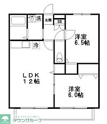 プランドールB 2LDKの間取図画像
