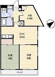カザリヤマンションA 3DKの間取図画像