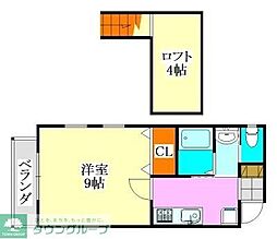 メルローズプレイス2 1Kの間取図画像