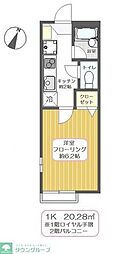 セイコーハウスB 1Kの間取図画像