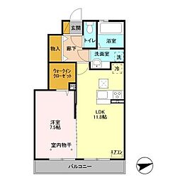 サンポワール 1LDKの間取図画像