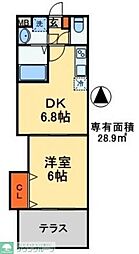 プレジール 1DKの間取図画像