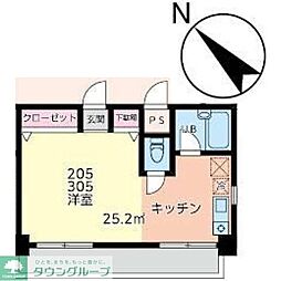 ベラルーサ11番館 ワンルームの間取図画像