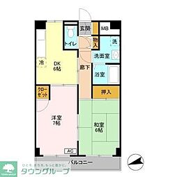 夏見ショッパーズマンション 2DKの間取図画像