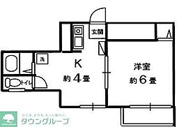 第三池田ビル 1Kの間取図画像