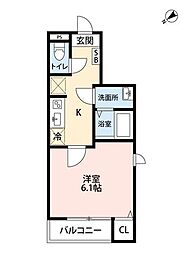 レガーロ藤崎 1Kの間取図画像