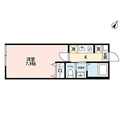 BLUEMARINEHONCHIBA 1Kの間取図画像