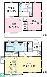 富士見台4丁目戸建貸家 1階2LDKの間取り