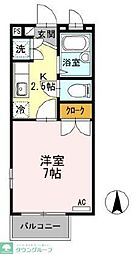 都営大江戸線 練馬春日町駅 徒歩4分の賃貸アパート 2階1Kの間取り