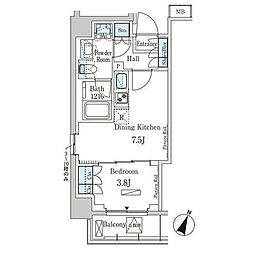 PARKAXIS大塚サウスレジデンス 1DKの間取図画像