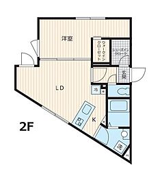 西武池袋線 椎名町駅 徒歩4分の賃貸マンション 2階1LDKの間取り