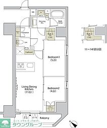 ザ・パークハビオ江古田 2LDKの間取図画像