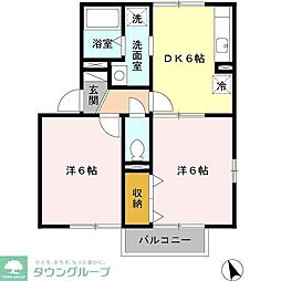 ルヴェール壱番館 2DKの間取図画像