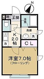 パークサイドフジ 1Kの間取図画像
