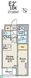 クレストコート南長崎 1DKの間取図画像