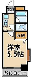 クレール中台 1Kの間取図画像
