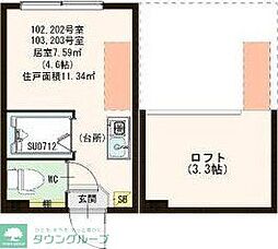 ハーモニーテラス大谷口 ワンルームの間取図画像