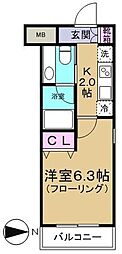 FINELIGHTS氷川台 1Kの間取図画像