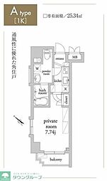 アーベイン常盤台 1Kの間取図画像