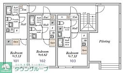 板橋区相生町マンション 1Kの間取図画像