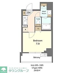 新宿区早稲田鶴巻町マンション 1DKの間取図画像