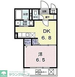 エバーグリーンアベニュー 1DKの間取図画像