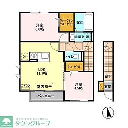 アヴニール 2階2LDKの間取り