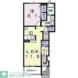 ニューファースト・ガーデン 1階1LDKの間取り