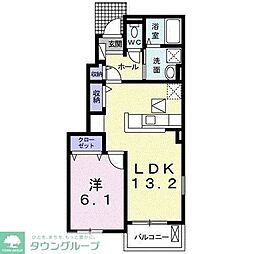 エレガント・ヒルズII 1階1LDKの間取り