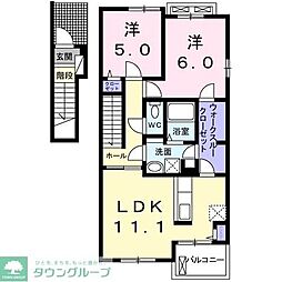 フェアリー・ローズIII 2階2LDKの間取り