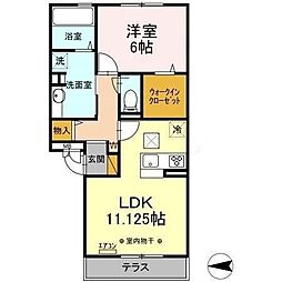 ブリランテ　A 1階1LDKの間取り