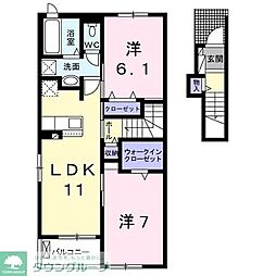 ウエスト　パーク 2階2LDKの間取り