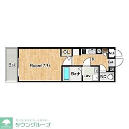 ジーメゾン天王台ウエスト 3階1Kの間取り