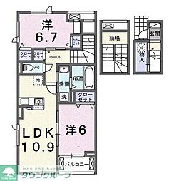 ホグワーツＡ 3階2LDKの間取り