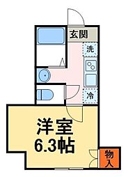カーサ大室 1階1Kの間取り