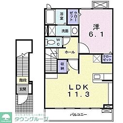 エレガンテ・カーサ 2階1LDKの間取り