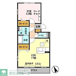 フェリーチェヴィータA 1LDKの間取図画像