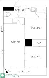 サンハイツ柏 1階2LDKの間取り