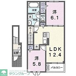 パークヒルズ利根六番館 2階2LDKの間取り
